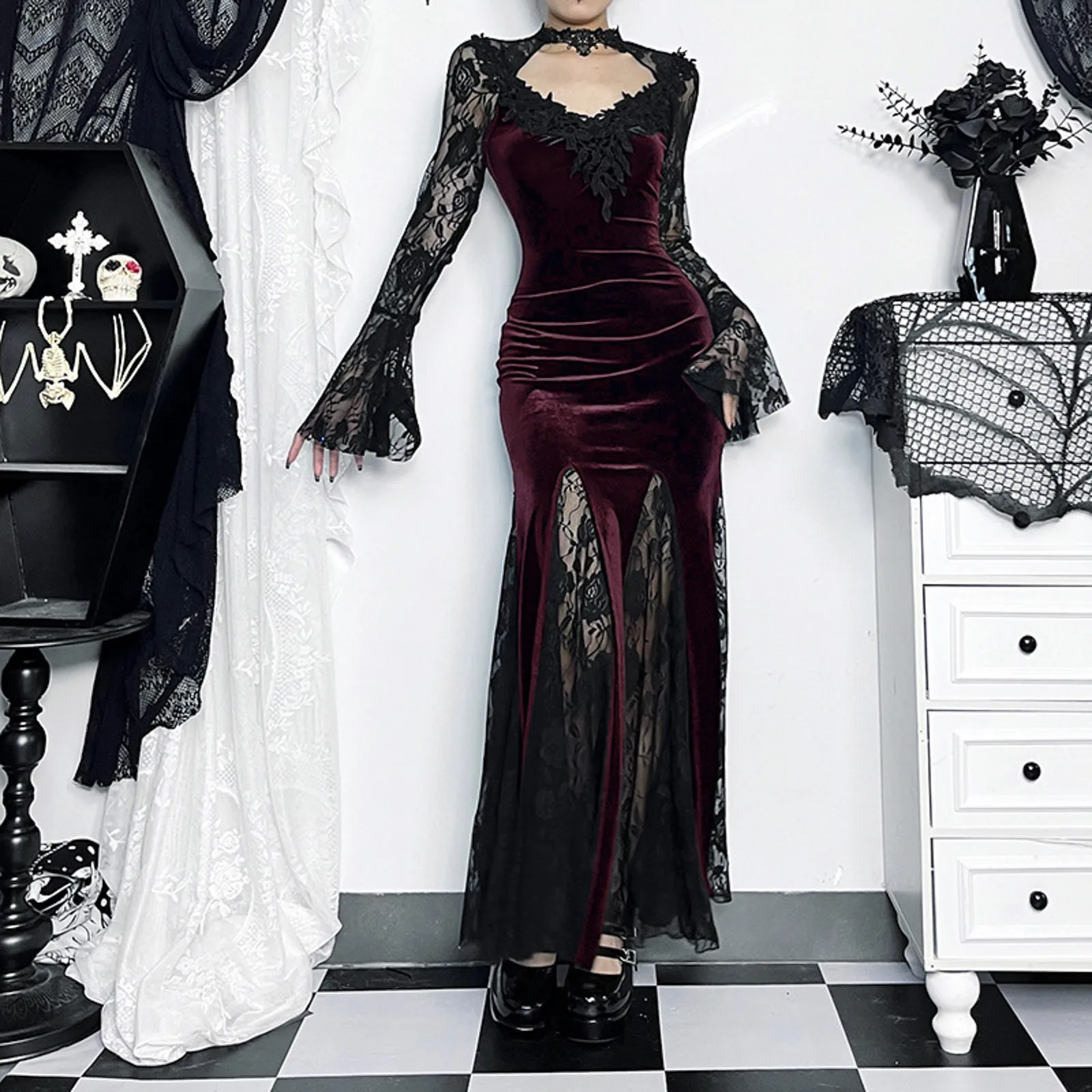 Gothic Plaid Formal Mini Maxi Dress - Image 3