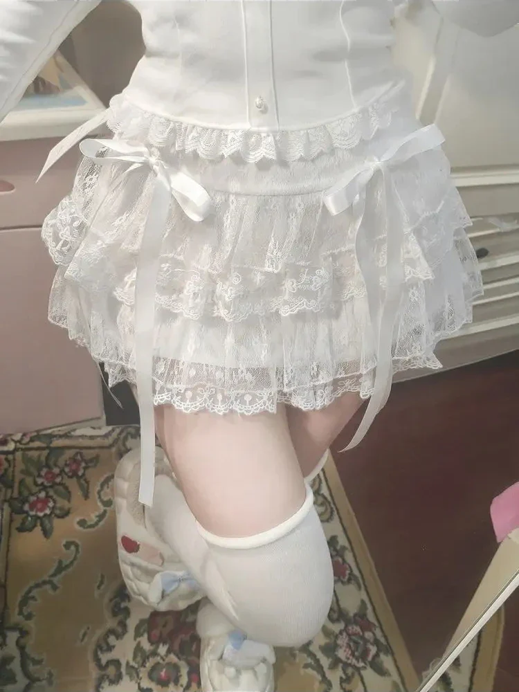 High Waist Cake Lace Vintage Skirt - Image 7
