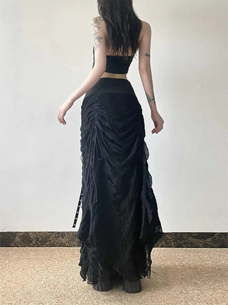 Lace Mesh Fairy Bow Long Skirt - Image 4
