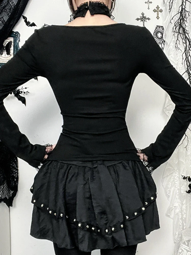Lace Square Collar Knit Top - Image 3