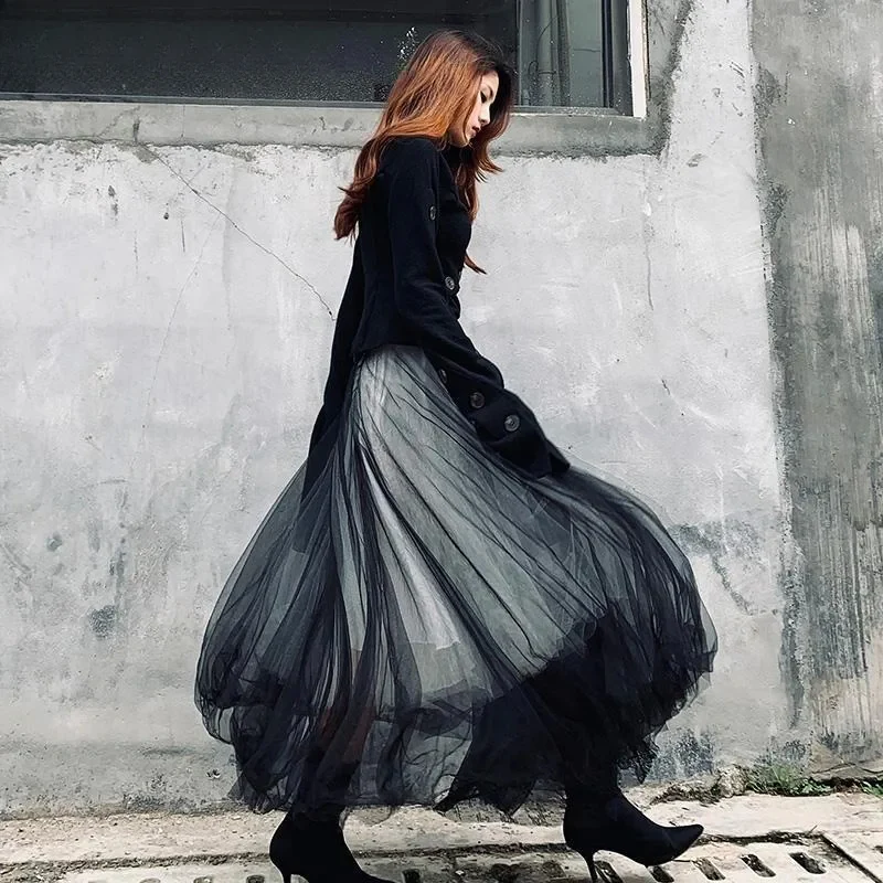 Patchwork Gauze Lace Street Skirt - Image 3