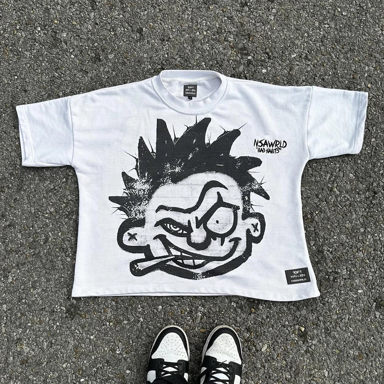 Y2K Punk Hip Hop Cartoon Portrait Graphic T-shirt - Image 7